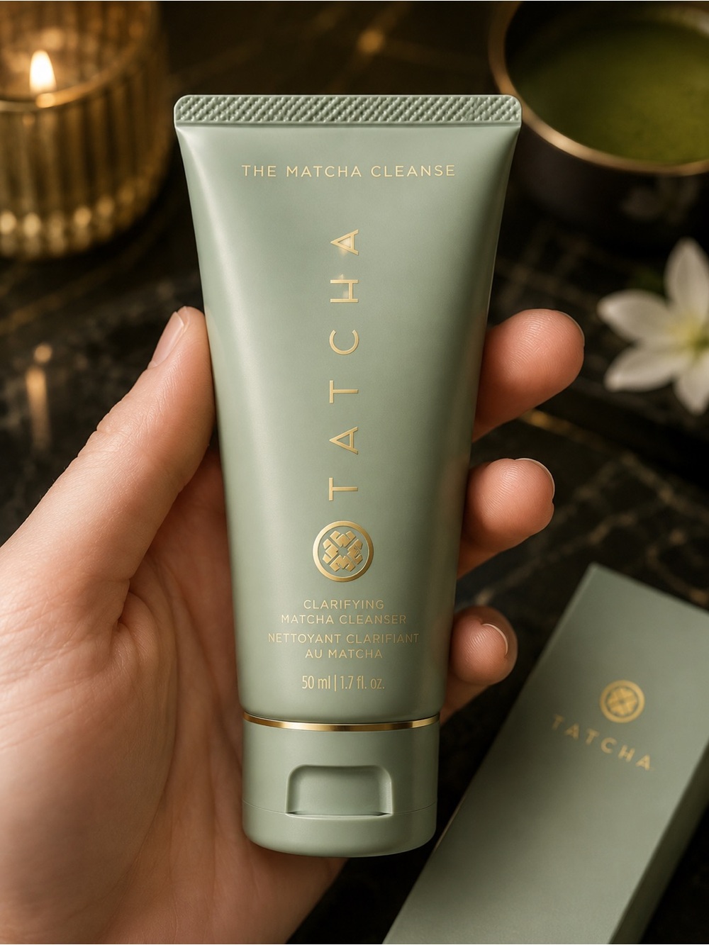 Tatcha Matcha Cleanse Clarifying Cleanser - Sage Green with Gold Accents